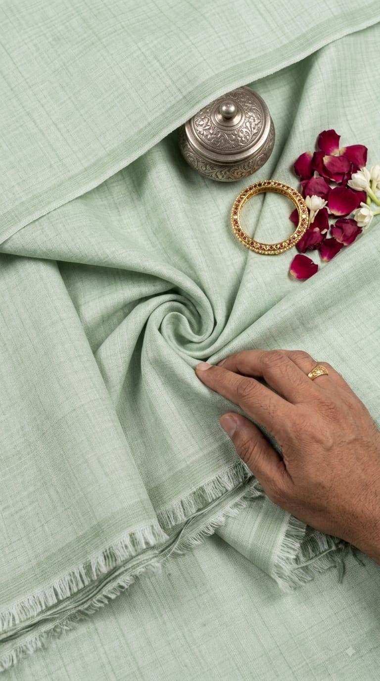 Pista Green Glossy chanderi Shirting fabric