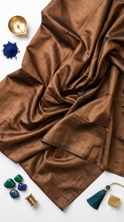 Copper Brown Glossy chanderi Shirting fabric