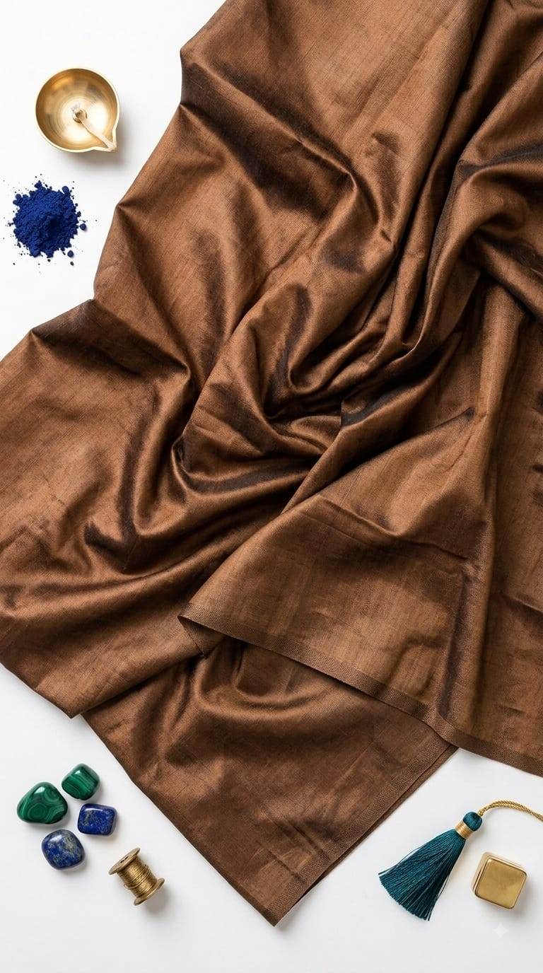 Copper Brown Glossy chanderi Shirting fabric