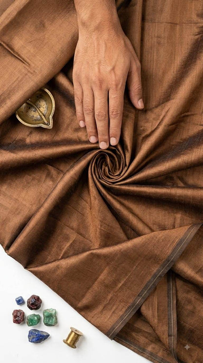 Copper Brown Glossy chanderi Shirting fabric