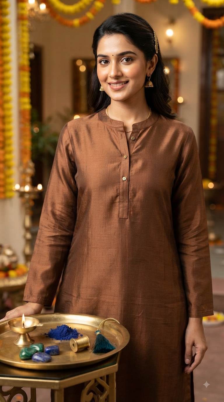 Copper Brown Glossy chanderi Shirting fabric