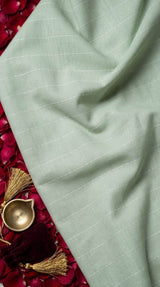 Sage Green Striped Cotton-Linen  60 Lea Fabric
