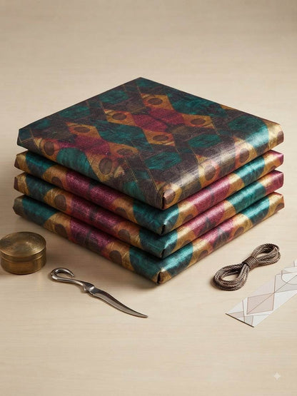 Geometric Elegance: Digital Printed Glossy Zimmi Chu Fabric