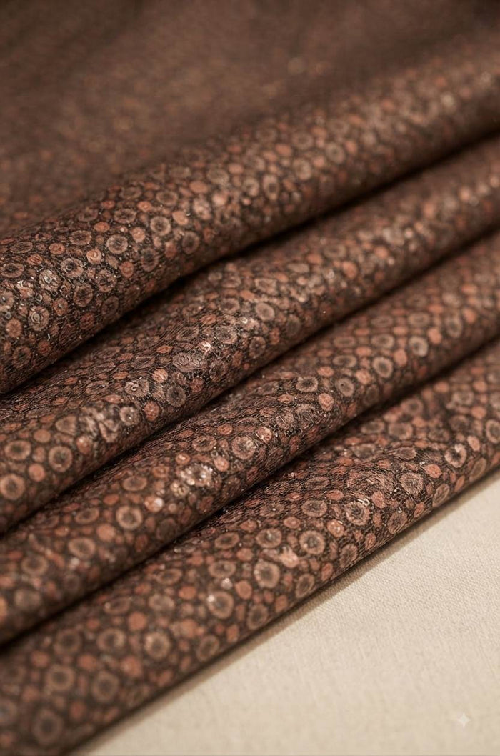 Exquisite Geometric Digital Print Fabric with Subtle Sequin & Crochet Detailing (Big Width)