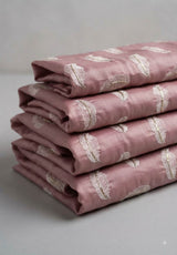 Blush Pink chanderi Fabric with white Leaf & Golden Sequence Motif Embroidery