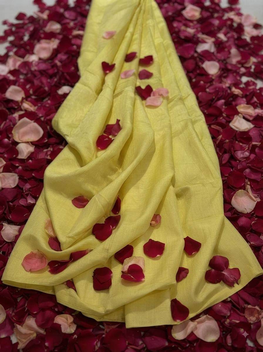 Lemon Yellow Chanderi Silk fabric