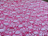 Royal Fuchsia Pink Chikankari Hand-Embroidered Chanderi Fabric - Exquisite Floral Vine Pattern