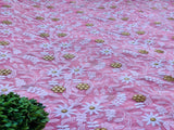 Blush Pink Chanderi Chikankari Fabric with Golden Gotta patti Highlights