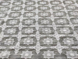 Gray-White Chikankari Embroidered Chanderi Fabric