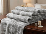 Gray-White Chikankari Embroidered Chanderi Fabric