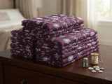 Plum-White Chikankari Flowers Embroidered Chanderi Fabric