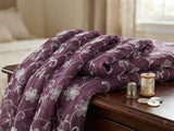 Plum-White Chikankari Flowers Embroidered Chanderi Fabric