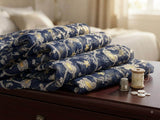 Exquisite Navy Blue Blue Floral Chikankari And Zari Embroidered Chanderi Fabric