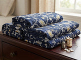 Exquisite Navy Blue Blue Floral Chikankari And Zari Embroidered Chanderi Fabric