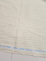 Premium Cream Pure Linen 60 Lea Pinstripe – Green & Black Stripes 100% Pure Linen Fabric (0% Cotton)