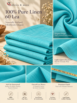 Premium Aqua Blue 100% Pure Linen Fabric-60 Lea (No Cotton )
Naturally Luxurious. Effortlessly Elegant. Pure Linen Comfort.