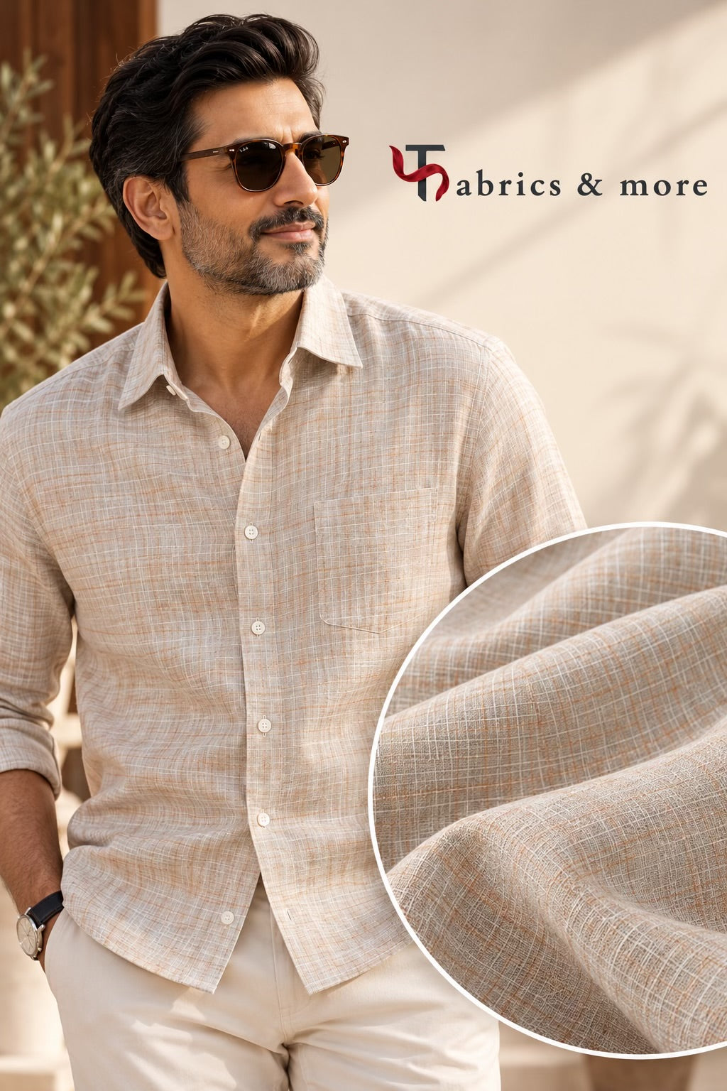 Premium Spun Fabric in Elegant Beige-Grey