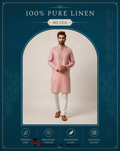 Premium Soft Peach 100%Pure Linen Fabric 60 Lea (0% Cotton)