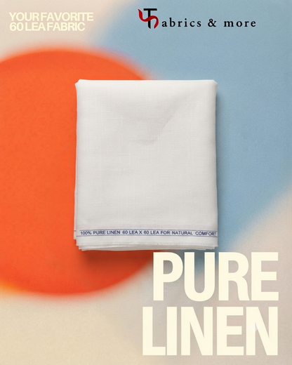 Premium White 100%Pure Linen 60 Lea Fabric (0% Cotton)