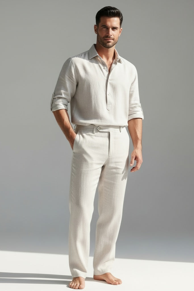 Off White 100% Pure Cotton Linen Fabric (70 lea)