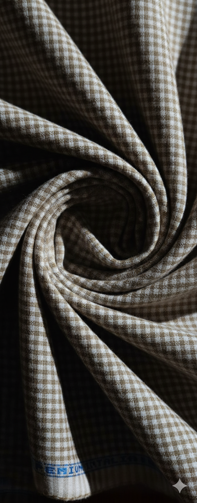 Brown White Checks Pure Italian 60 lea Cotton Linen Fabric