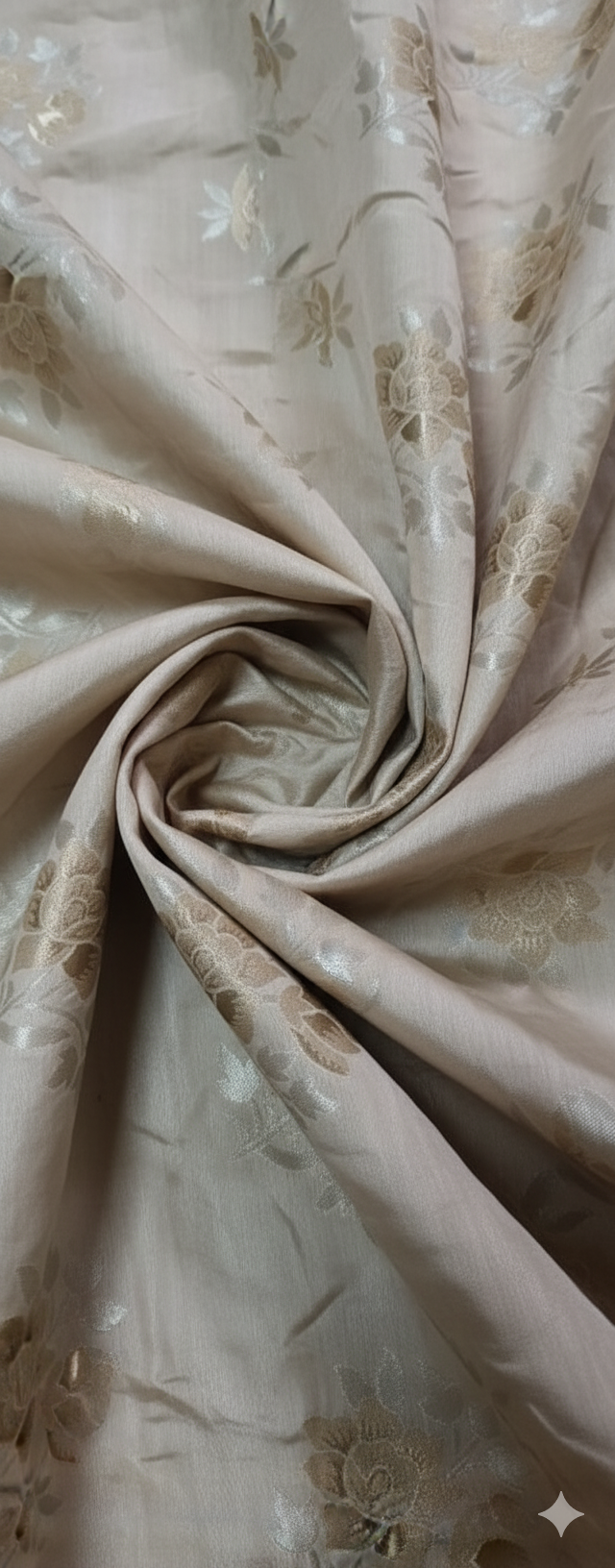Beige Floral Dyeable Self Embossed Chanderi Jacquard Fabric