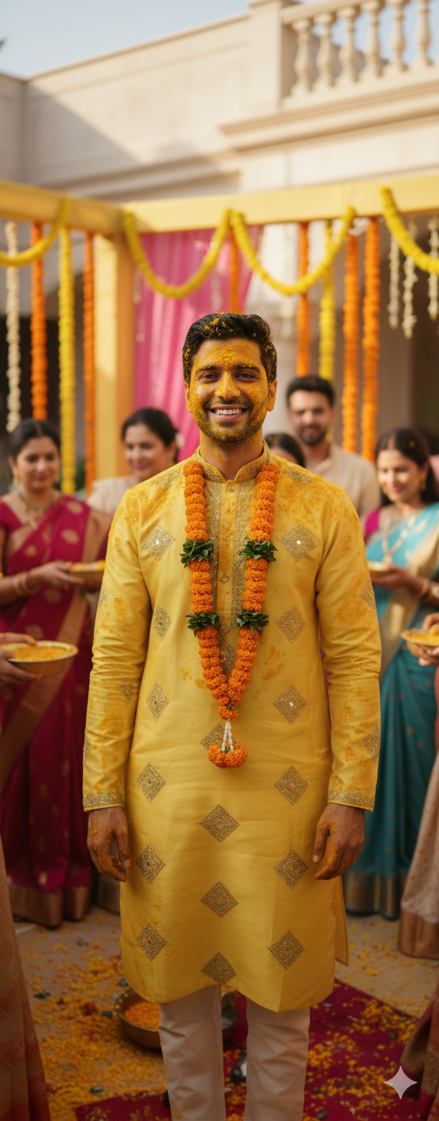 Lemon yellow taffeta silk Embroidered geometrically design with golden dori & sequences