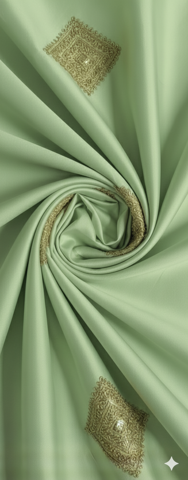Floresent pista green taffeta silk Embroidered with golden dori & sequences