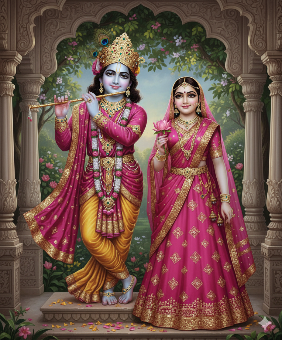 Hot Pink taffeta Embroidered with golden dori & sequences