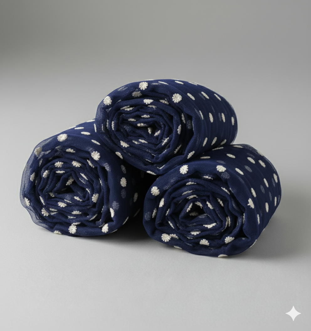 Blue Booming Organza Fabric with Golden Sequence Butti