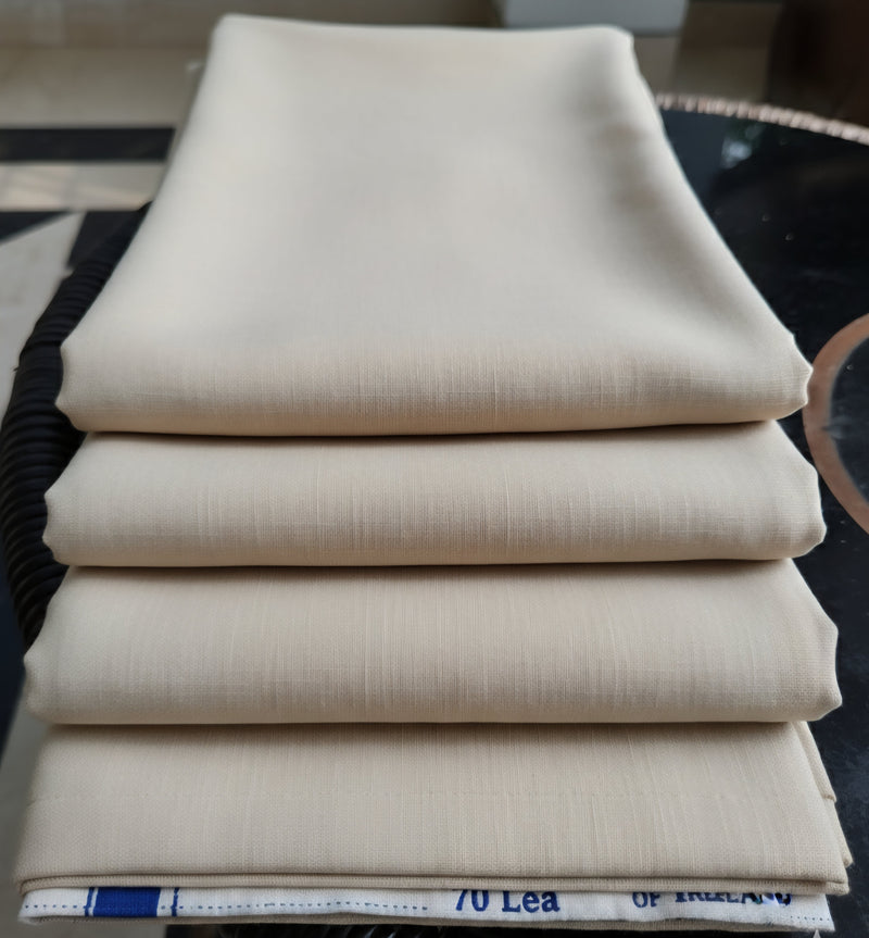 Beige 100% Pure Cotton Linen Fabric (70 lea)