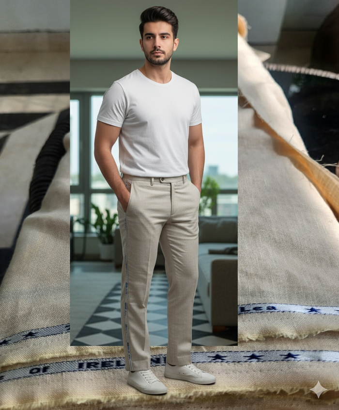 Beige 100% Pure Cotton Linen Fabric (70 lea)