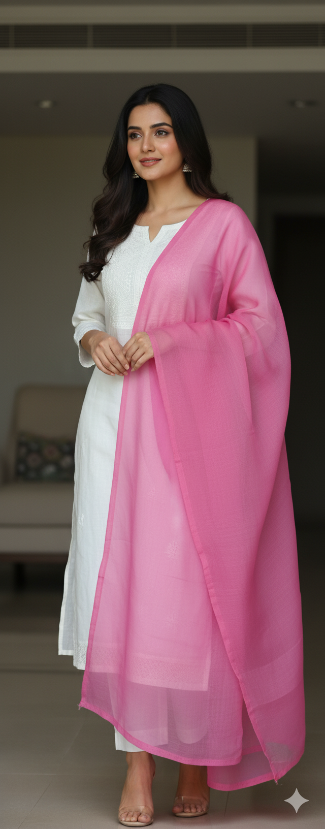 Fuchsia Pink Organza Fabric