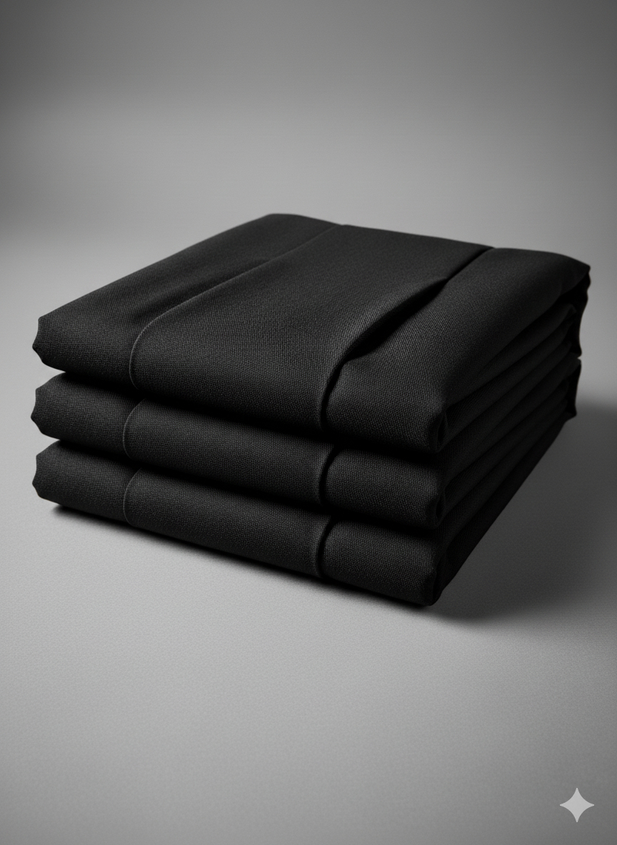 Black 2/18 Metti Fine Quality Suiting Cotton Fabric