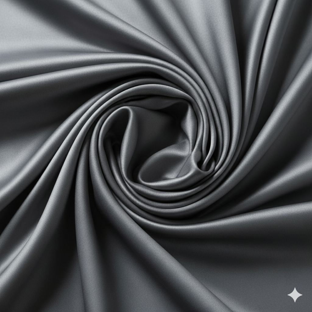 Grey Satin Finish Suiting Fabric