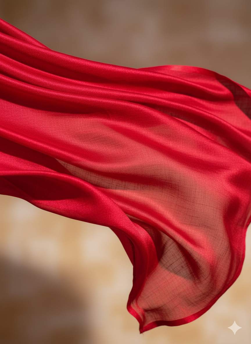Red Vichitra silk