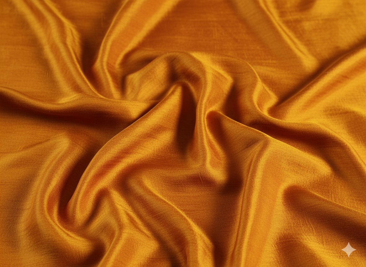 Mustard Yellow Vichitra Silk Fabric
