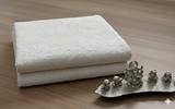 White Paisleys Lakhnawi Embroidered Dyeable Cotton Fabric