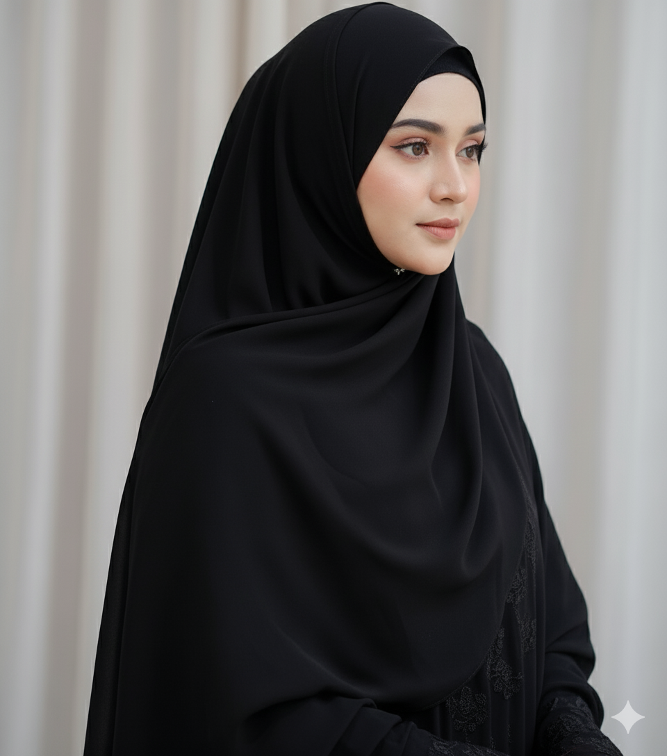 Plain Black Fine Quality Blooming Georgette
