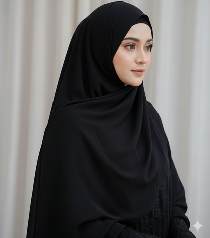 Black Plain Fine Quality Blooming Georgette
