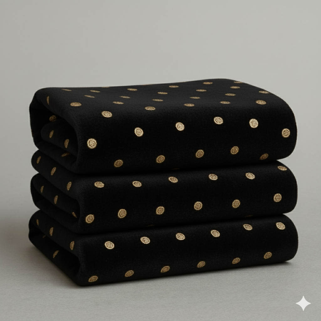 Black velvet Embroidered with light Golden sequence motifs