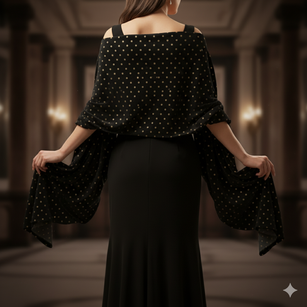 Black velvet Embroidered with light Golden sequence motifs