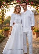 White 100% Pure Cotton Linen Fabric (70 lea)