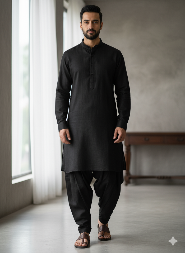 Black Premium Cotton Linen Fabric 60 lea