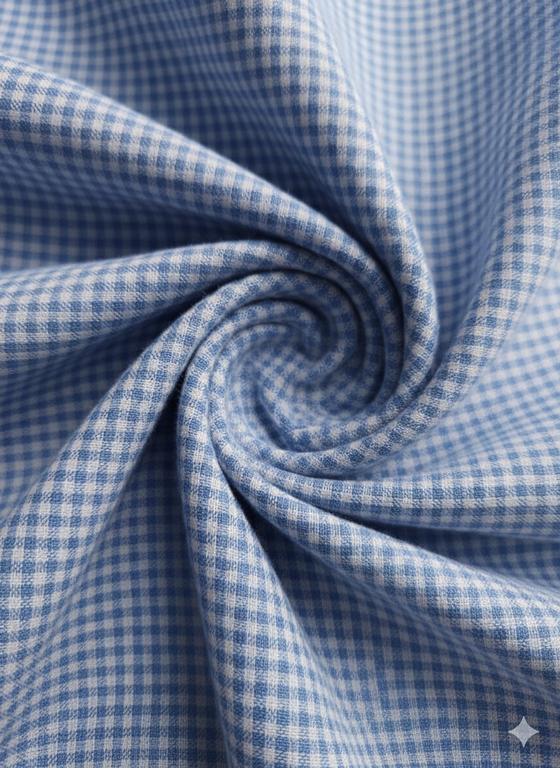Close-up of blue and white checkered fabric