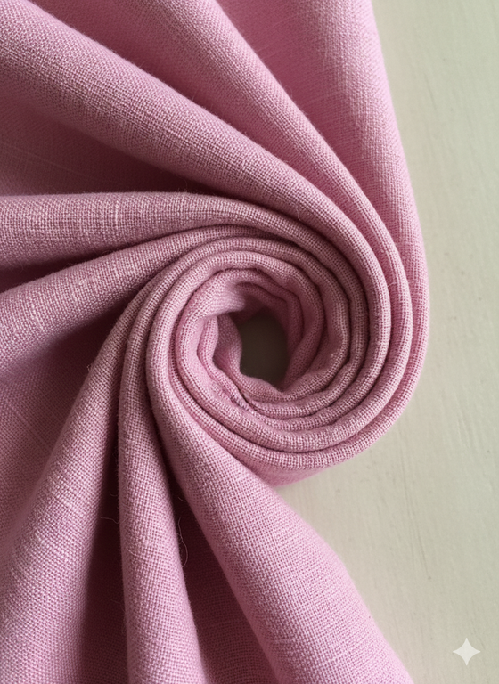 Peach & Cream Two Tone Pure Cotton Linen Fabric (60 Lea)