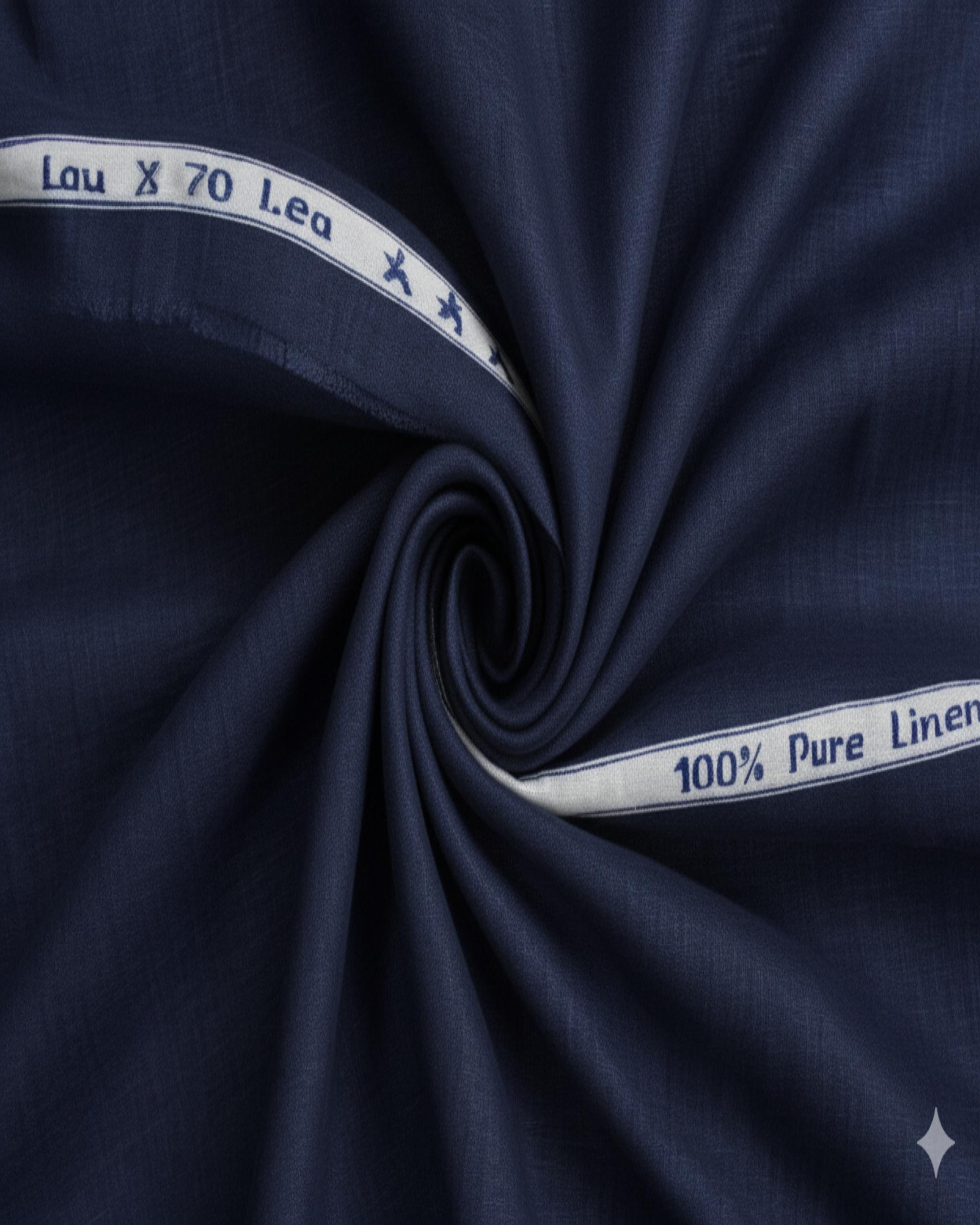 Navy blue fabric with white text on a navy background