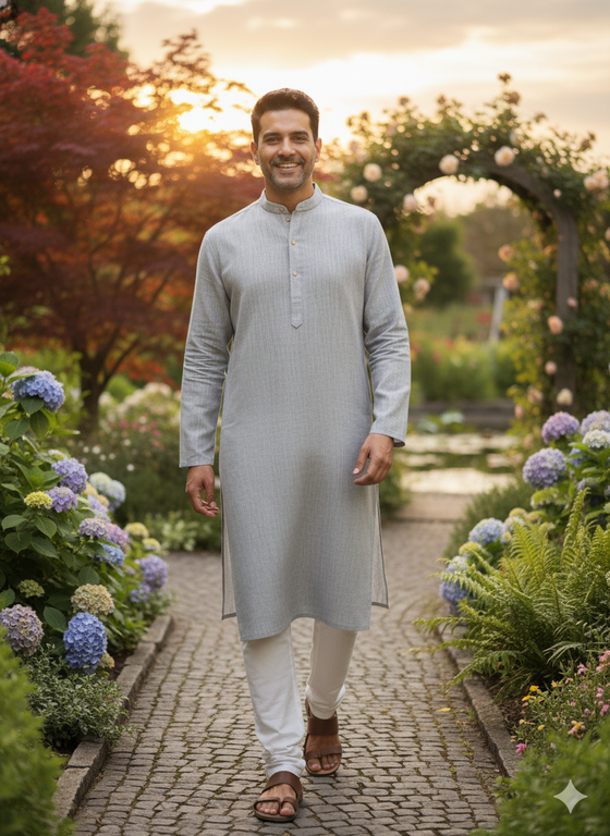 Light Grey Turkish Silk Pure Cotton Linen Fabric (60 lea)