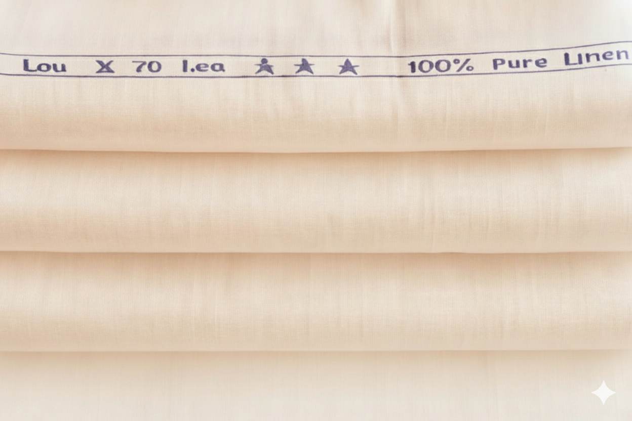 Butter Peach Pure Cotton Linen Fabric (70 lea)