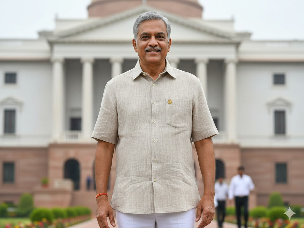 Man standing in front of a large building with columns